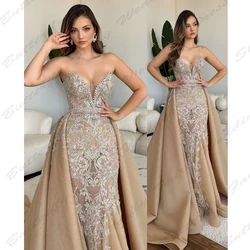 Elegant Evening Dresses For Women Fascinating Applique Sexy Mermaid Off Shoulder Sleeveless Fluffy Mopping New Party Prom Gowns