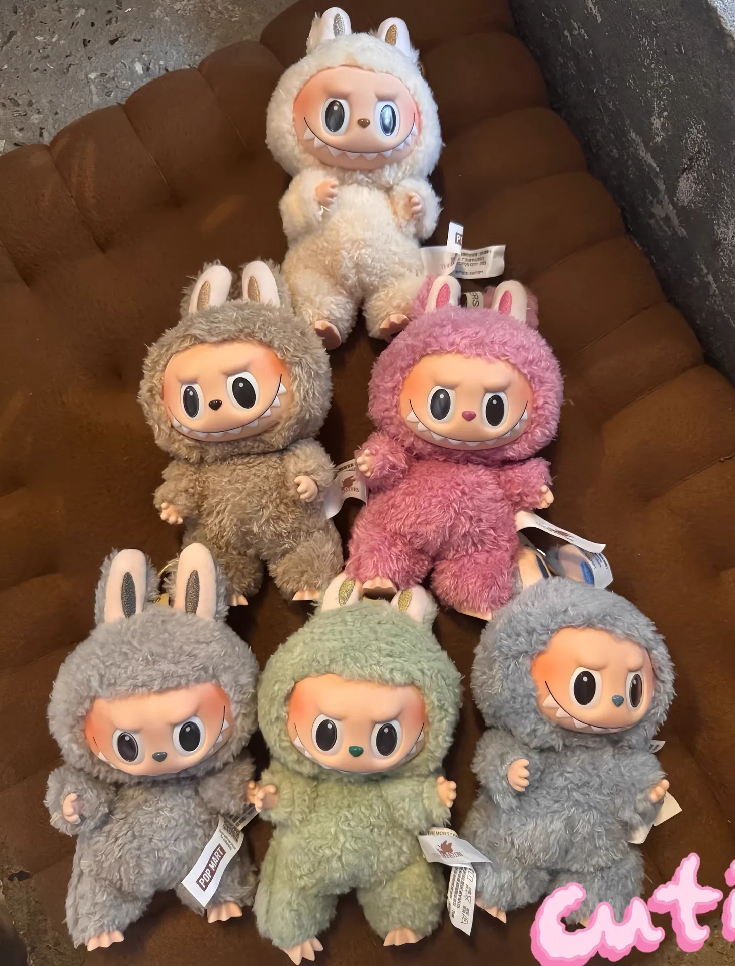 لطيف LABUBU أفخم المفاتيح صندوق أعمى من سلسلة ماكارونس لذيذ من POP MART دمية حيوان محشوة ناعمة لهواة الجمع عشوائي #3