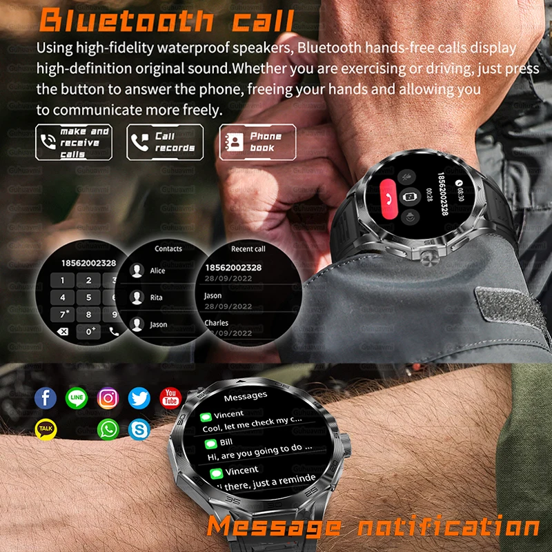 Imagem -04 - Relógio Inteligente Militar Robusto para Homens 1.85 Tela Amoled Frequência Cardíaca Bluetooth Chamada Impermeável ao ar Livre Smartver para Xiaomi Ios Novo