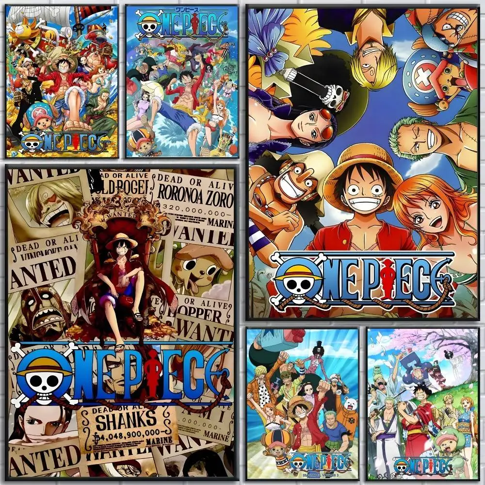 One Piece-Poster, selbstklebender Papierdruck, für Zuhause, Wohnzimmer, Schlafzimmer, Eingang, Bar, Café, Kunst