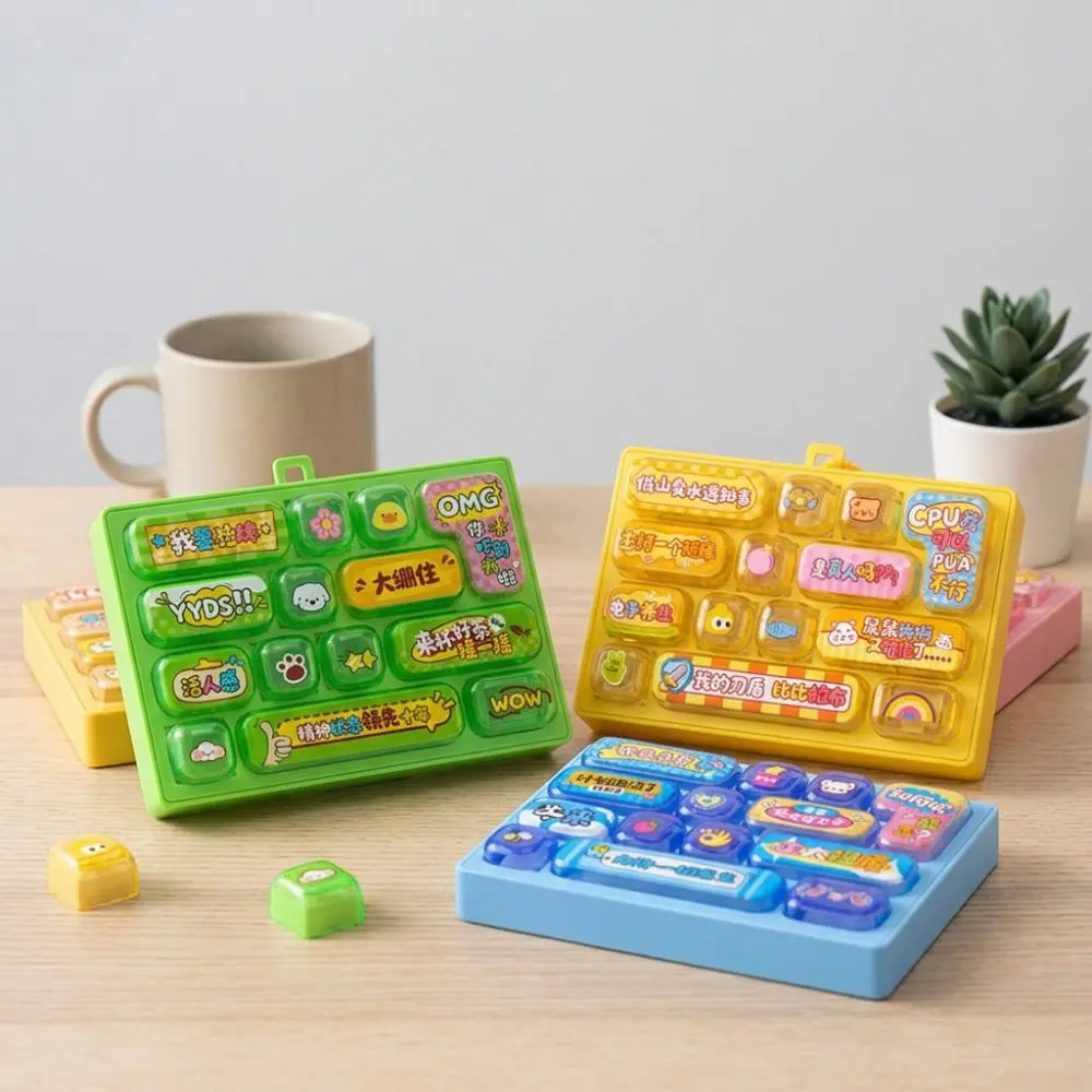 Plastic 14 Key Fidget Keyboard Charm Animals Clear Key Sounds Mini Keyboard Bag Charm Press-Type Cartoon