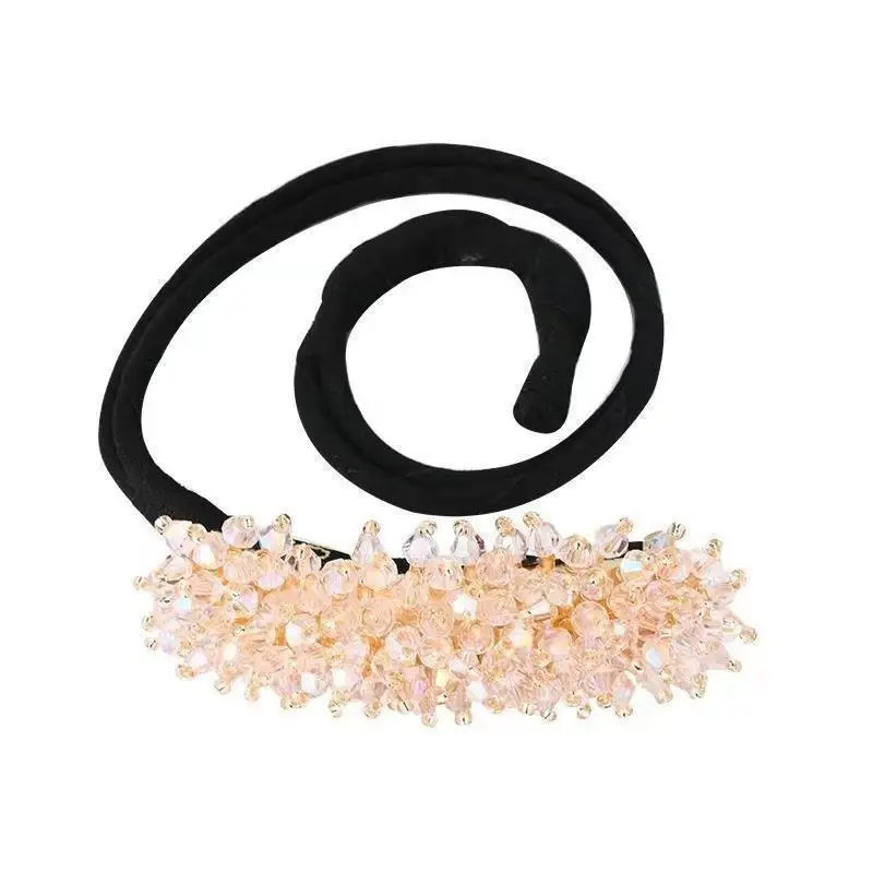 1pcs Women Flower Donut Bun Maker Crystal Ribbon DIY Hair Style Tools Korean Fashion Hair Curler Accessories Gift for Girlfriend
