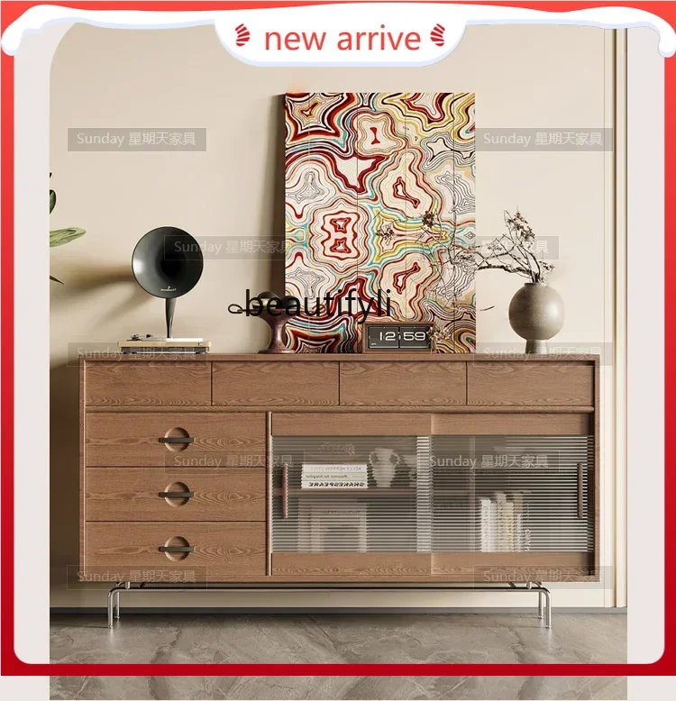 

SS ss7486 Log wind multi-functional locker Nordic modern side cabinet large capacity can be customized