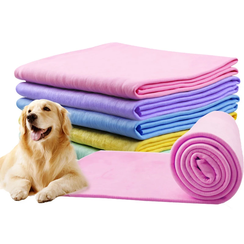 66*43CM PVA Pet Absorbent Towel Dog Bath Towel Multifunction Cleaning Absorbent Washrag Pet Dogs Cats Wash Supplies 1pc Random