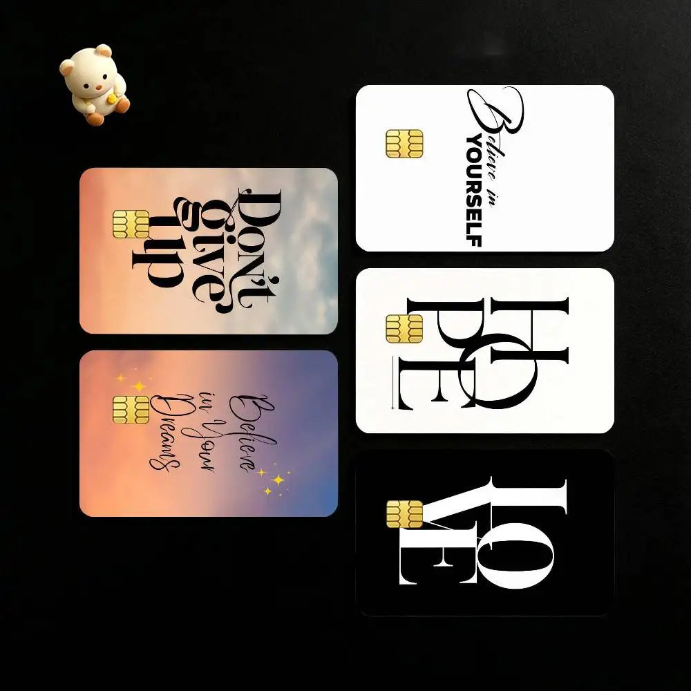 Inspirational Words Credit Card HD Stickers Game Card Decal Small Chip Waterproof Sticker Gift