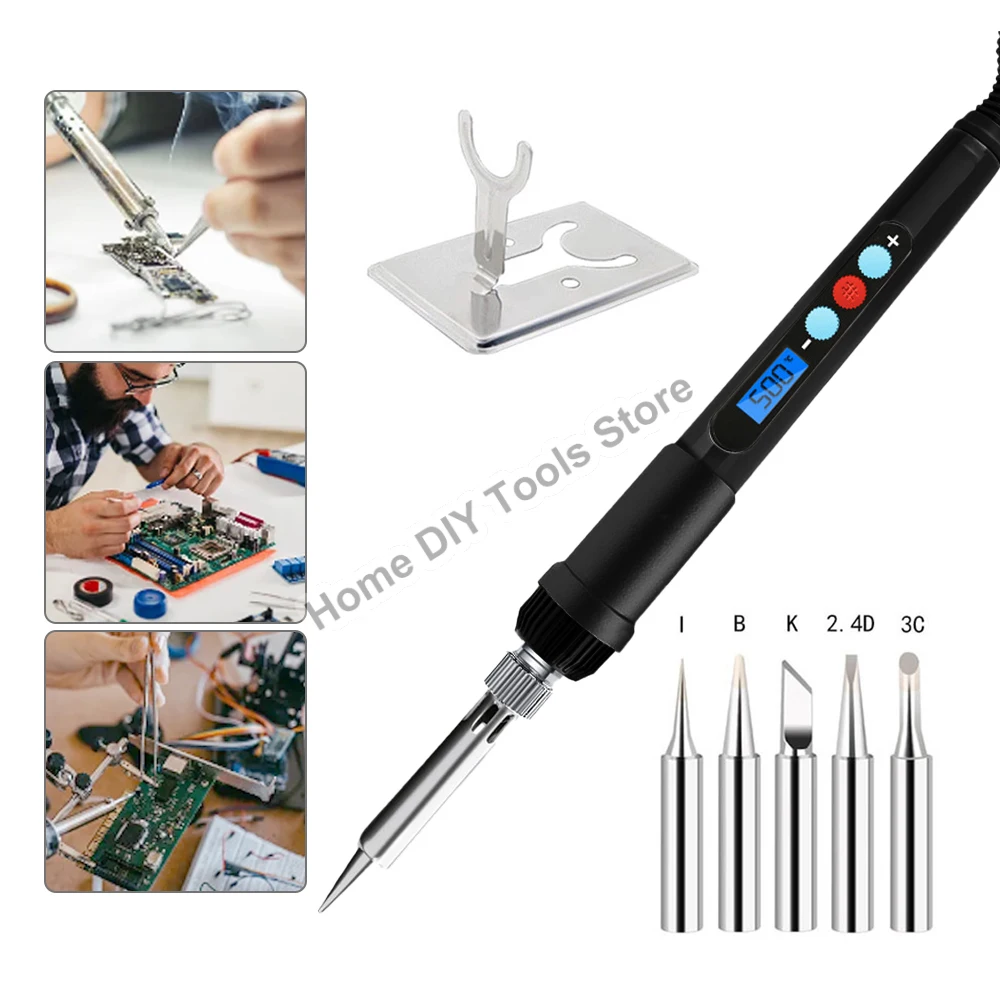 

60W LCD Electric Soldering Iron Digital Display Adjustable Temperature 220V / 110V Welding Solder Desoldering Repair Tools Kit