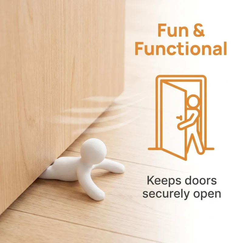 2 Cute Decorative Door Stoppers, Flexible and Movable Door Wedges with Non-Slip Base to Protect Walls and Floors