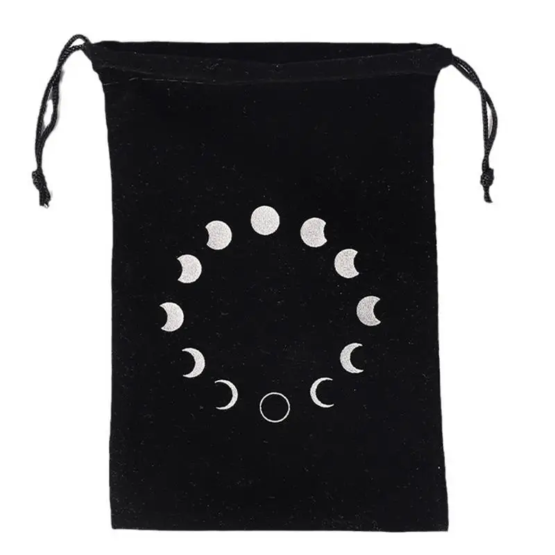 Tarot Card Pouch 4.72x7.09 Inches Velvet Stone Storage with Drawstring Divination Accessories for Daily Home Travel Storage