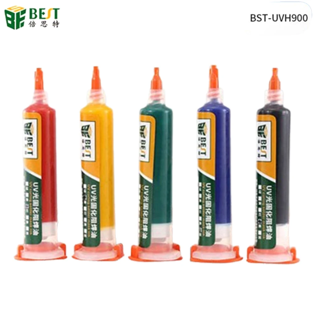 

Green/ Blue/ Black/ Red/ Yellow UV light-sensitive Curable Oil 10cc Curing Solder for PCB Circuit Board BGA Protect Soldering