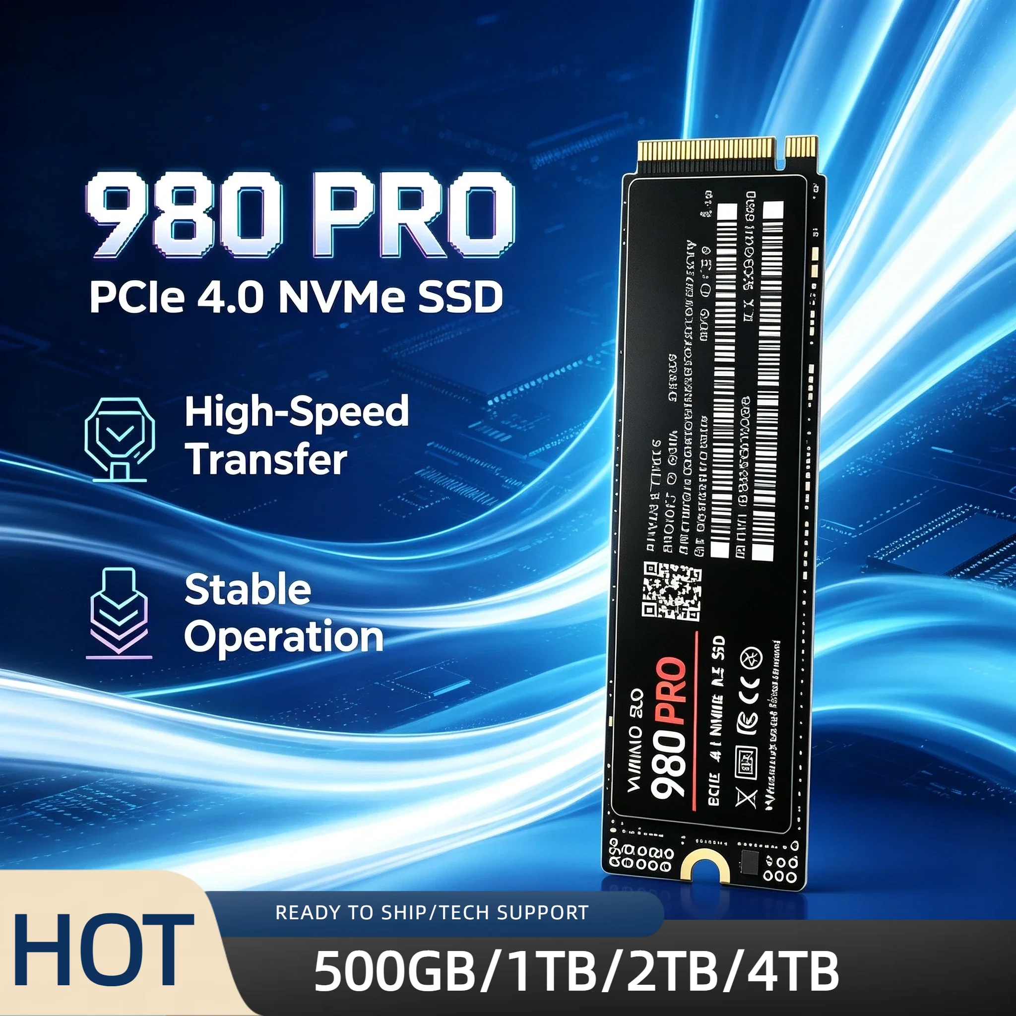 SSD Hard Disk 980 Pro M2.2280 NVMe High Speed 1TB 2TB 4TB Option High Read Write Speed Solid State Drive PS5 Gaming Mac