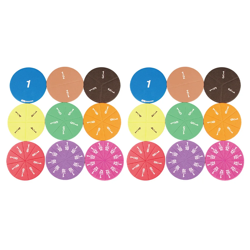 2Sets Math Fraction Circles Eva Material Antiscratch Lightweight Number Trays Cognitive Learning Tools School Home
