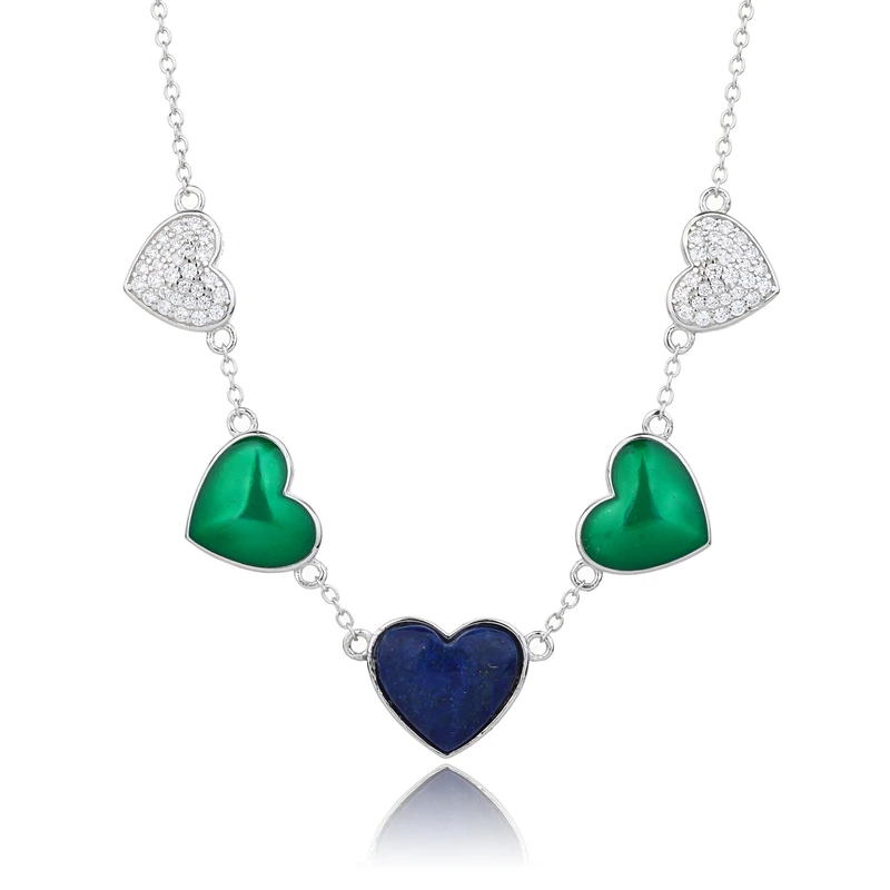 

Natural turquoise and red agate multi-layer heart-shaped 925 silver pendant necklace. Adjustable chain, full of romance. Suitabl
