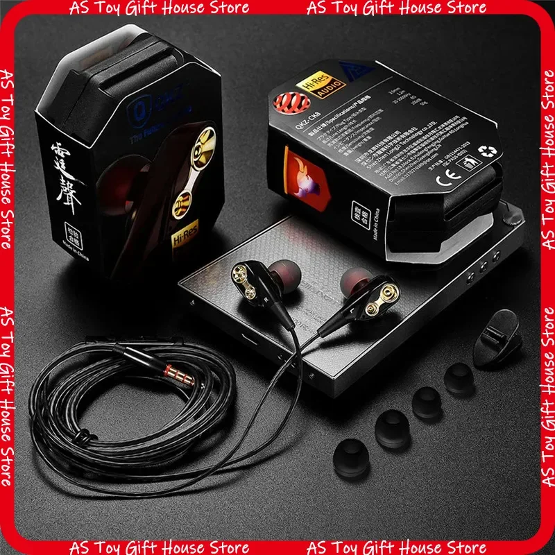 Écouteurs intra-auriculaires filaires QKZ CK8, double transducteur dynamique, son stéréo haute fidélité, audio haute résolution pour le sport, la course, les jeux, la musique, pour téléphone et PC