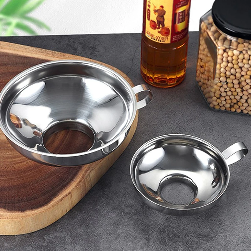 Canning Funnel Stainless Steel Cooking Tools Wide Mouth Canning Funnel Hopper Filter Leak Wide-mouth Can For Oil Wine Kitchen