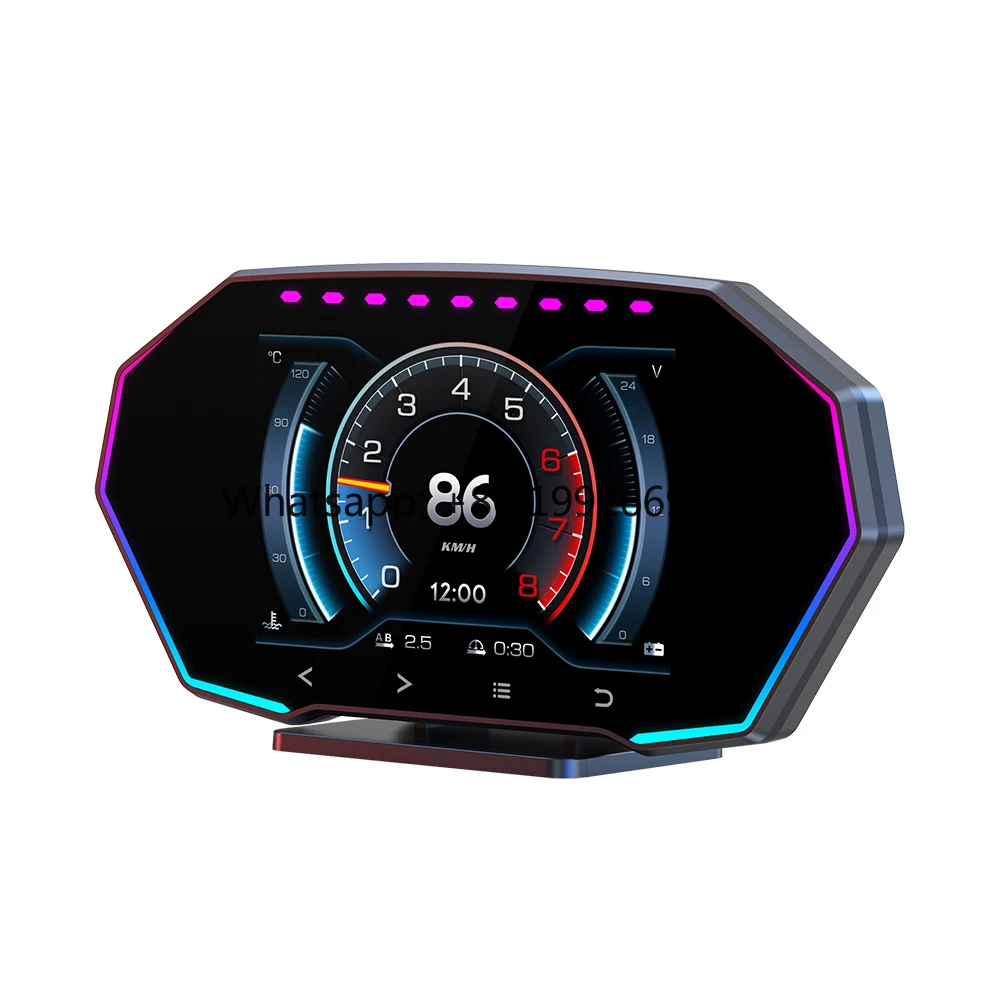 WiiYii F11 Pro Car OBD2 Gauge Head up Display 4-inch LED Touch Button GPS Speedometer with Type-C Connection