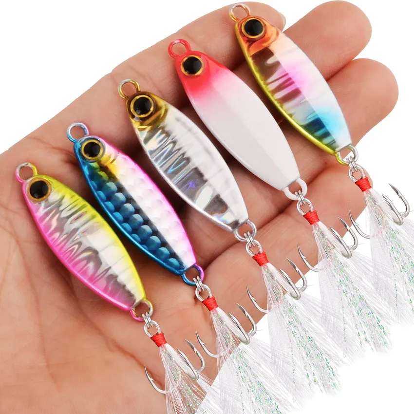 2023 Metal Spinner Jig Hard Bait 10g 4.5cm Saltwater Jigging lead Fishing Lure Laser Body Sinking Bait Carp Fishing Tackle