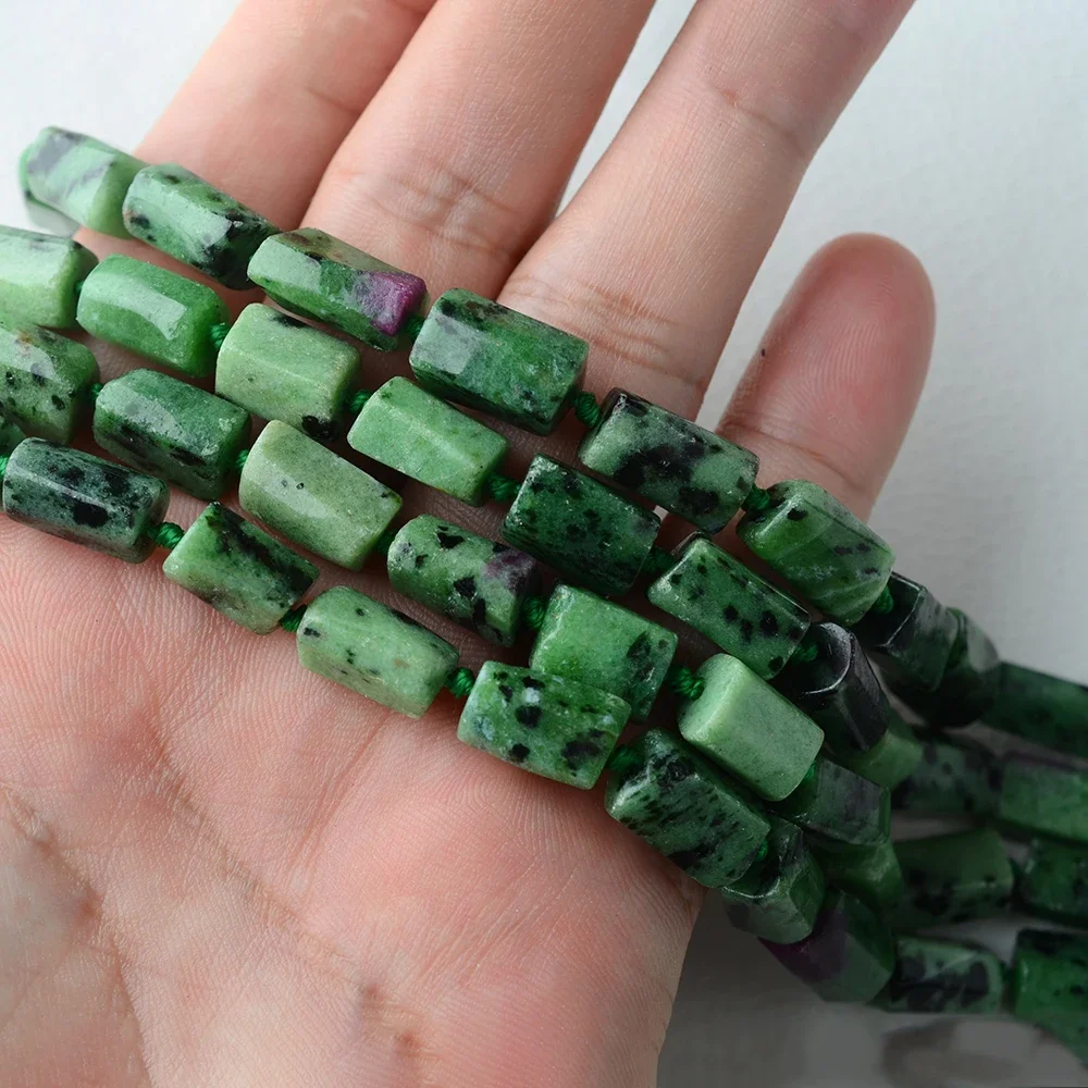 2 strands Natural Zoisite Red Green Rubies Natural Stone Loose Beads for Nugget Free Form Loose Rough Matte Faceted Beads 8-10mm