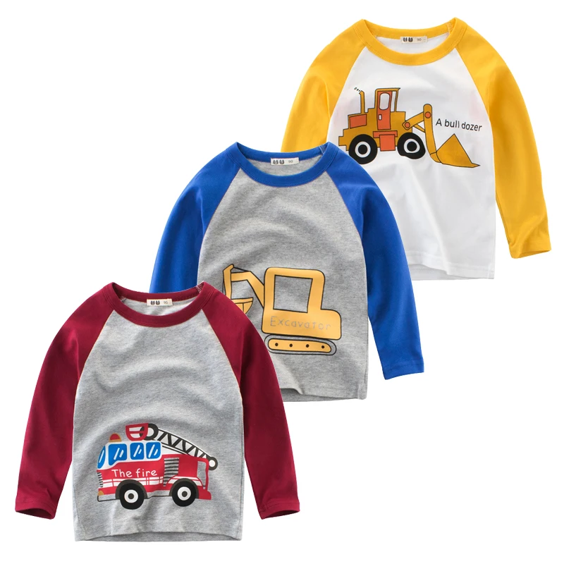 3PCS/Lot Kids T-shirt For Boys Long Sleeves Baby Boys Clothes 100% Cotton Cartoon Kids Sleep Wear Infant Children Clothing 2-7Y