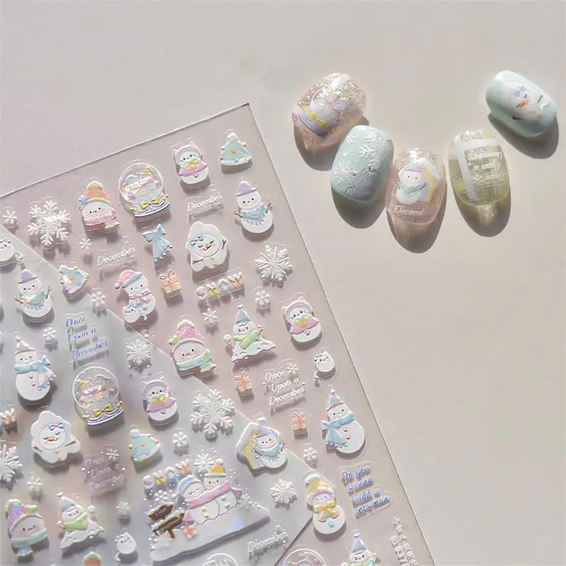 لطيف سانتا كلوز كريستال الكرة ندفة الثلج ثلج شجرة عيد الميلاد القوس مسمار الفن طباعة ملصقات الحلو مانيكير الشارات مسمار ديكور هدية #1