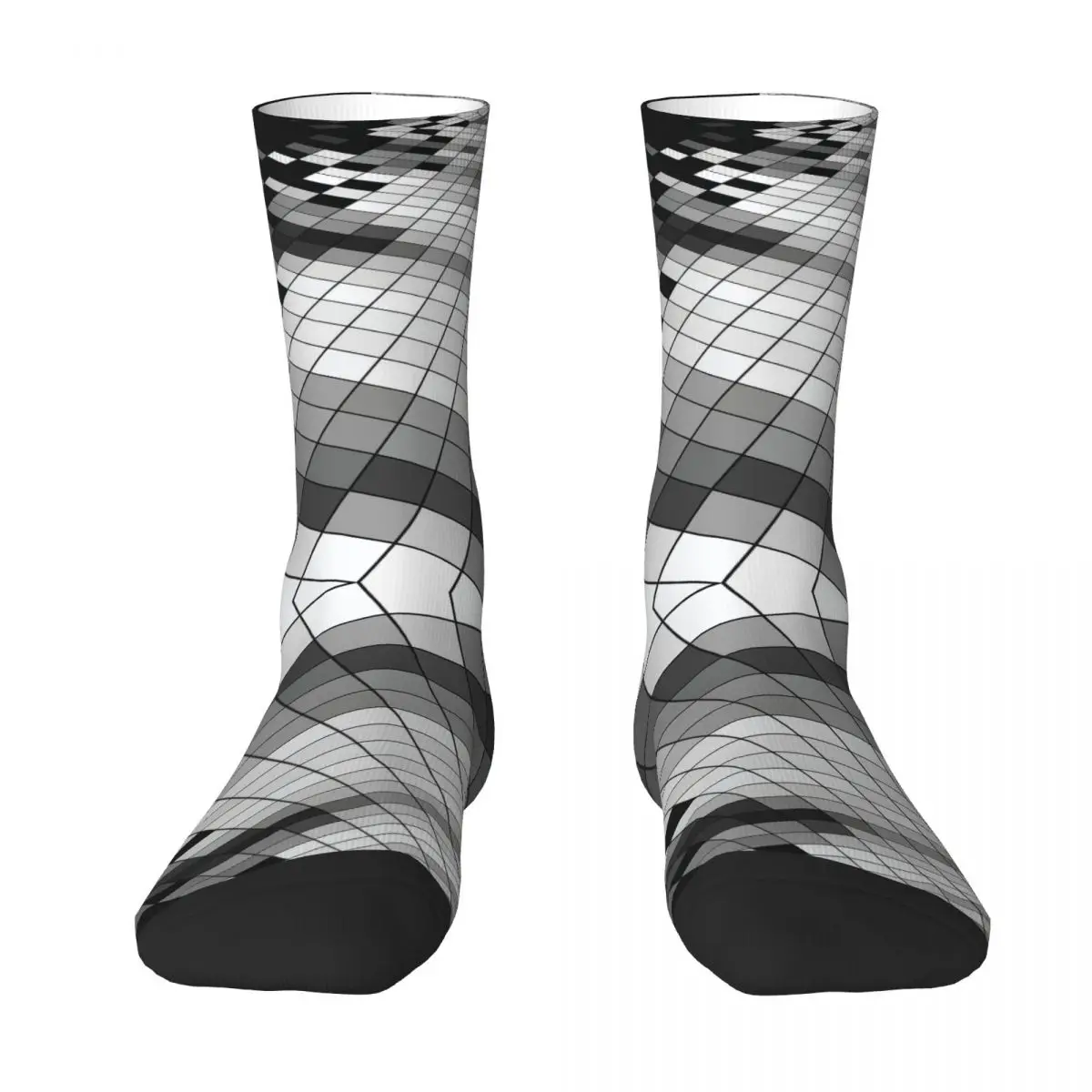 

Black And White 3D Grid Unisex Winter Socks Outdoor Happy Socks Street Style Crazy Sock