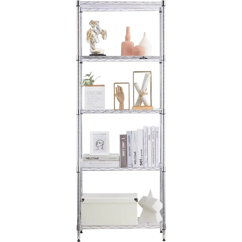 

MZG Steel Heavy Duty 5-Tier Utility Shelving Unit Steel Organizer Wire Rack for Home,Kitchen,Office,Chrome (24-in W x 14-in D