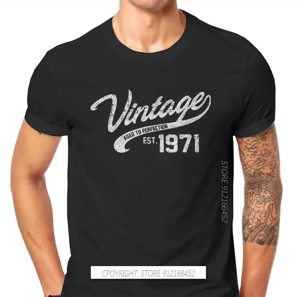 Vintage Made In 1971 50th Men TShirt 1971 50th Anniversary Crew Neck Casual Tops Fabric T Shirt Humor Gift Idea