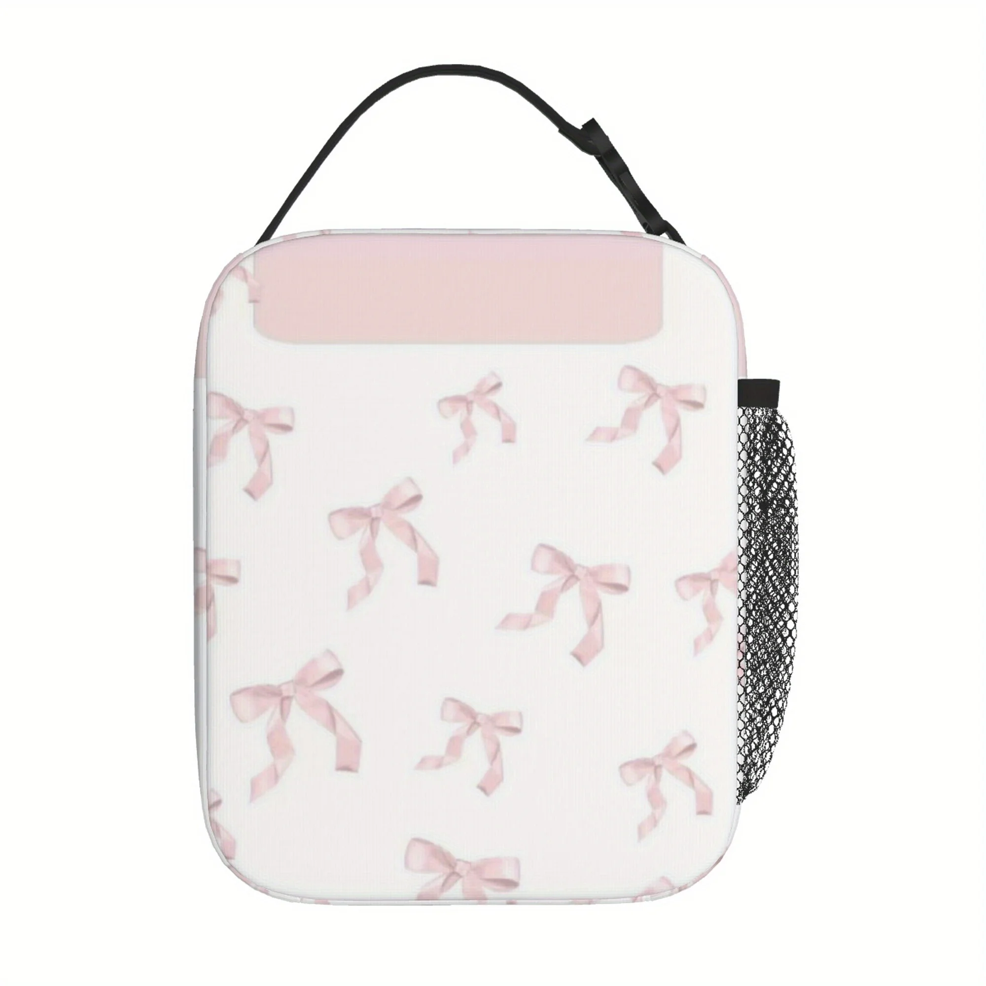 1pc,  Bows Scattered on White Background Printed Thermal Bag, Insulated Bag, No Food Contact, Suitable for Home, Restaurant, Off