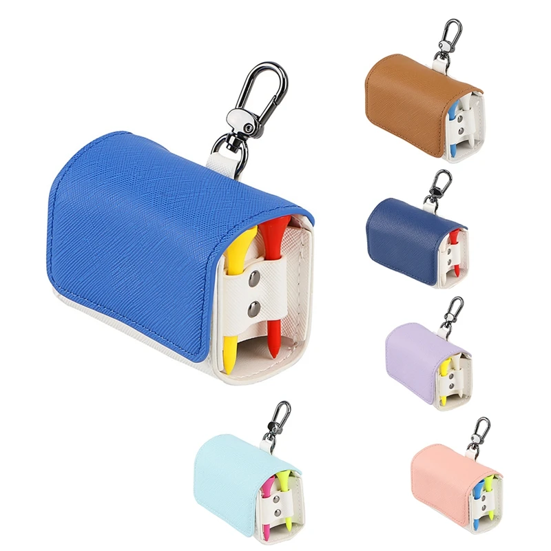 NALFI-Golf Ball Bag Pouch Color-Blocked Golf Tees Bag Pouch Holder Magnetic Metal Hangings Buckle For 2 Golf Balls