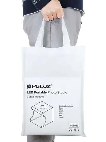 PULUZ 20cm Mini 2 LED Panels Folding Portable 1100LM Light Photo Lighting Studio Shooting Tent Box Kit with 6 Colors Backdrops