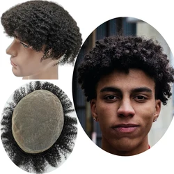 NLW 8mm Afro Curl Men Toupee 10*8 Hair replacement system for Men Full Lace Hair pieces Hair prosthesis  Hair units base