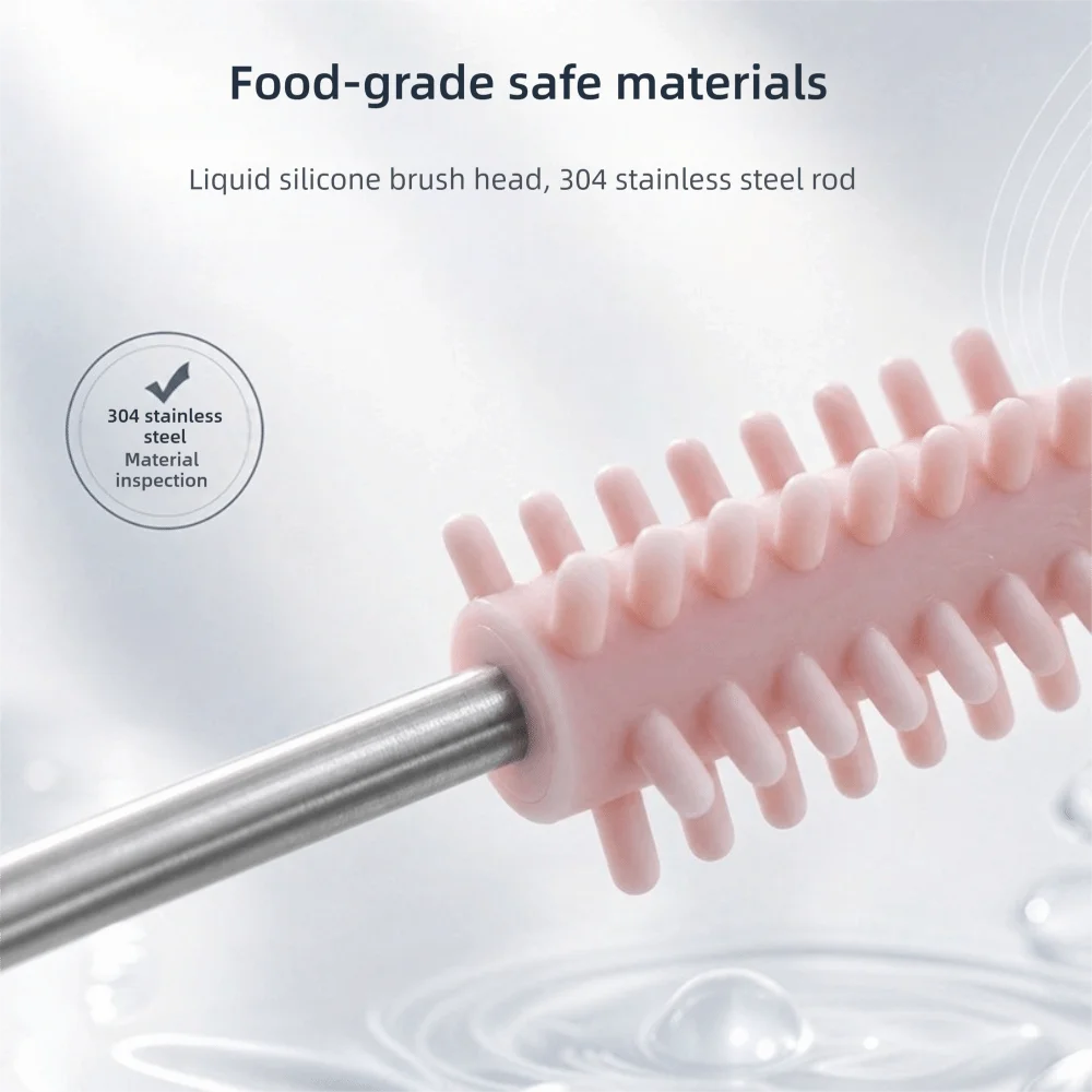 Extendable Design Silicone Straw Brush 304 Stainless Steel No Dead Angle Cleaning Tube Cleaner Heat Resistant