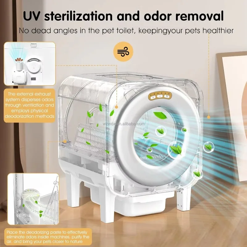 Smart Home Product Quick Self Cleaning Automatic Timed Pet Toilet  68L Large Self-cleaning Pet  Box with 5G HD