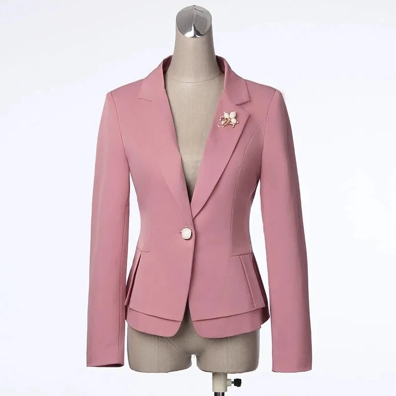 Imagem -06 - Blazer Curto Feminino Blazer de Escritório Fino Cabolsa Único Monocromático Moda Elegante Novo Primavera e Outono W959 2023