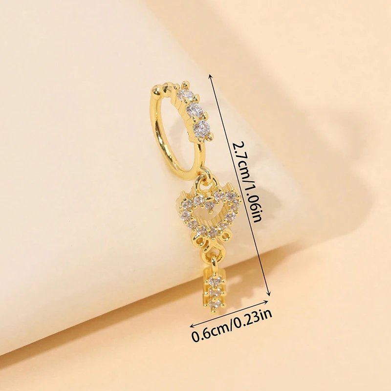 3Pcs Heart Meteor Dollar Symbol CZ Nose Clip, Gold Plated Non Perforated Fake Nose Ring for Women Party Body Accessories