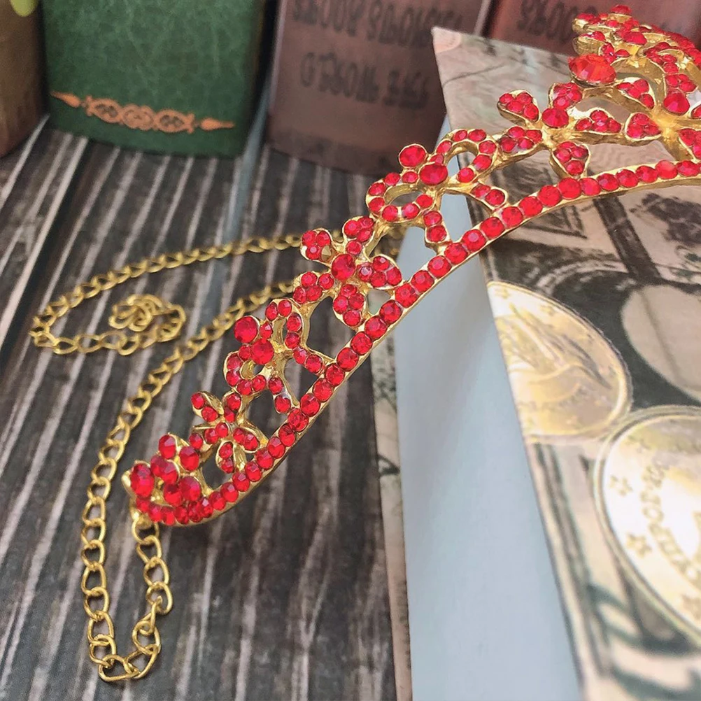 

Rhinestone Forehead nament Elegant Wedding Accessories Chain Red Headwear Jewelry Bridal Frontlet Hard Metal Material Sparkling