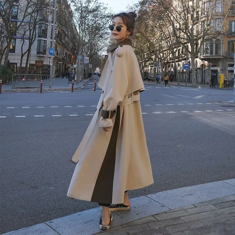 2024 High Quality Women Clothing Long Trench coats Femme Double Breasted Belted Clothe Plus Size Outerwear Fashion Windbreaker