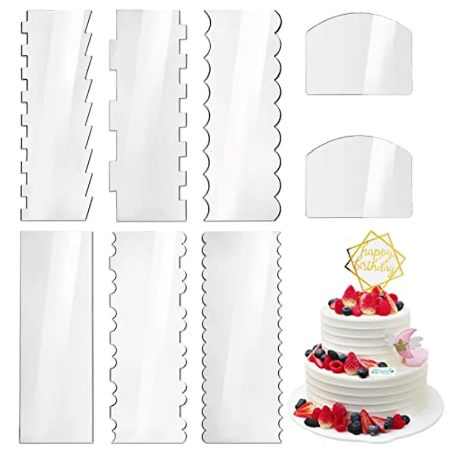 8 Pcs Cake Scraper Set, Cake Comb Edge Smoother Tool, Pastry Cutter Kitchen Baking Tools, Cake Scraper Smoother in 13 Patterns