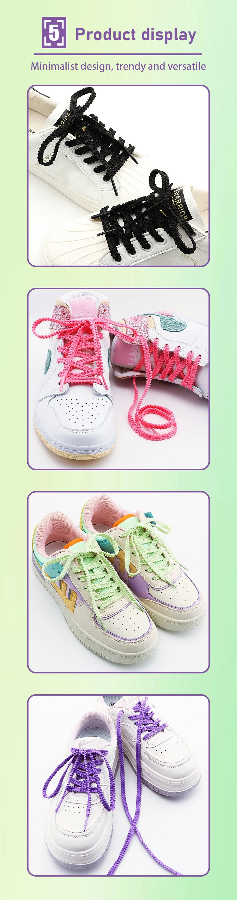 Neue 6mm flache Schnürsenkel für Sneaker, Tennis- und Freizeitschuhe, rutschfeste Schnürsenkel für Schuhe, 120/140/160 cm, 1 Paar/3 Paar/5 Paar – Detail 6