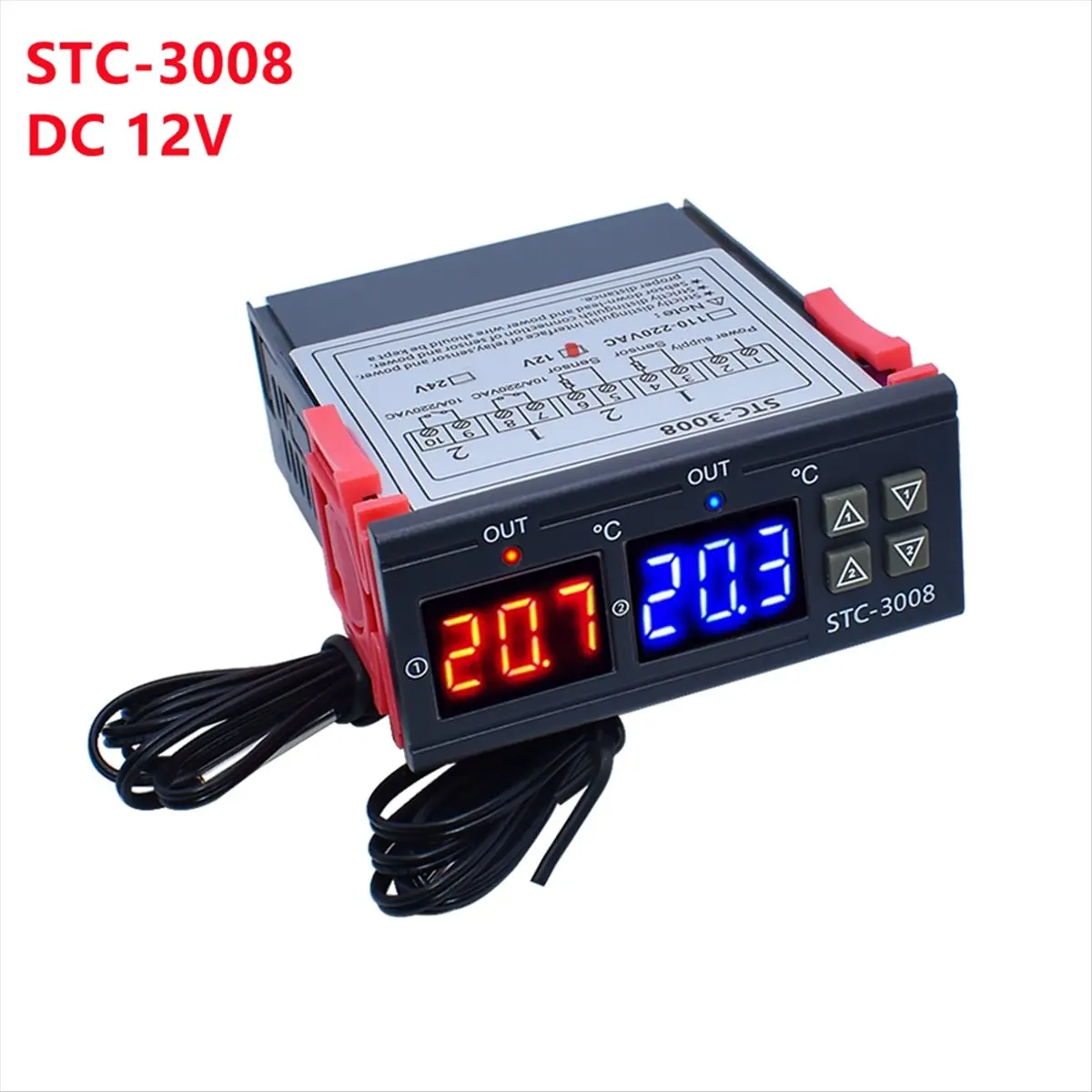 A14M Dual Digital -3008 Temperature Controller Two Relay Output Thermostat Heater with Probe Temperature Controller,A