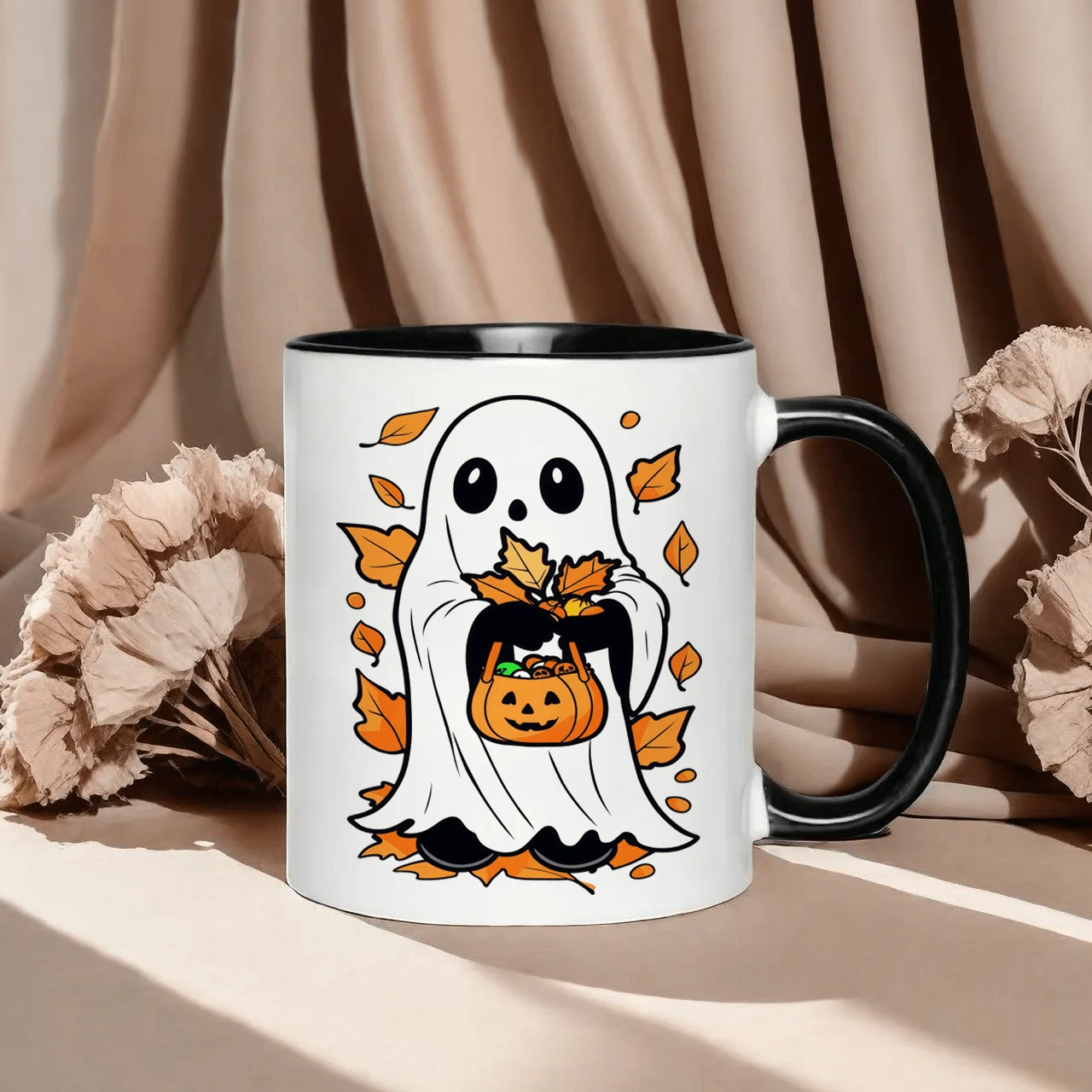 1pc, 11Oz, Ceramic Mug, Heat Resistant, Odorless. Halloween Coffee Mug, Rounded Rim to Protect Lips, Easy to Clean. Suitable for Coffee, Tea, And Milk. Easy And Versatile, Perfect for Personal Use Or As a Gift