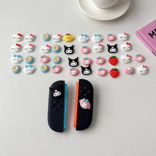 Imagen 2 del producto Sanrio HelloKitty-empuñaduras de Joystick, bonitas para Nintendo Switch 2, controlador JoyCon, cubierta protectora de goma con agarre para pulgar de dibujos animados Kawaii