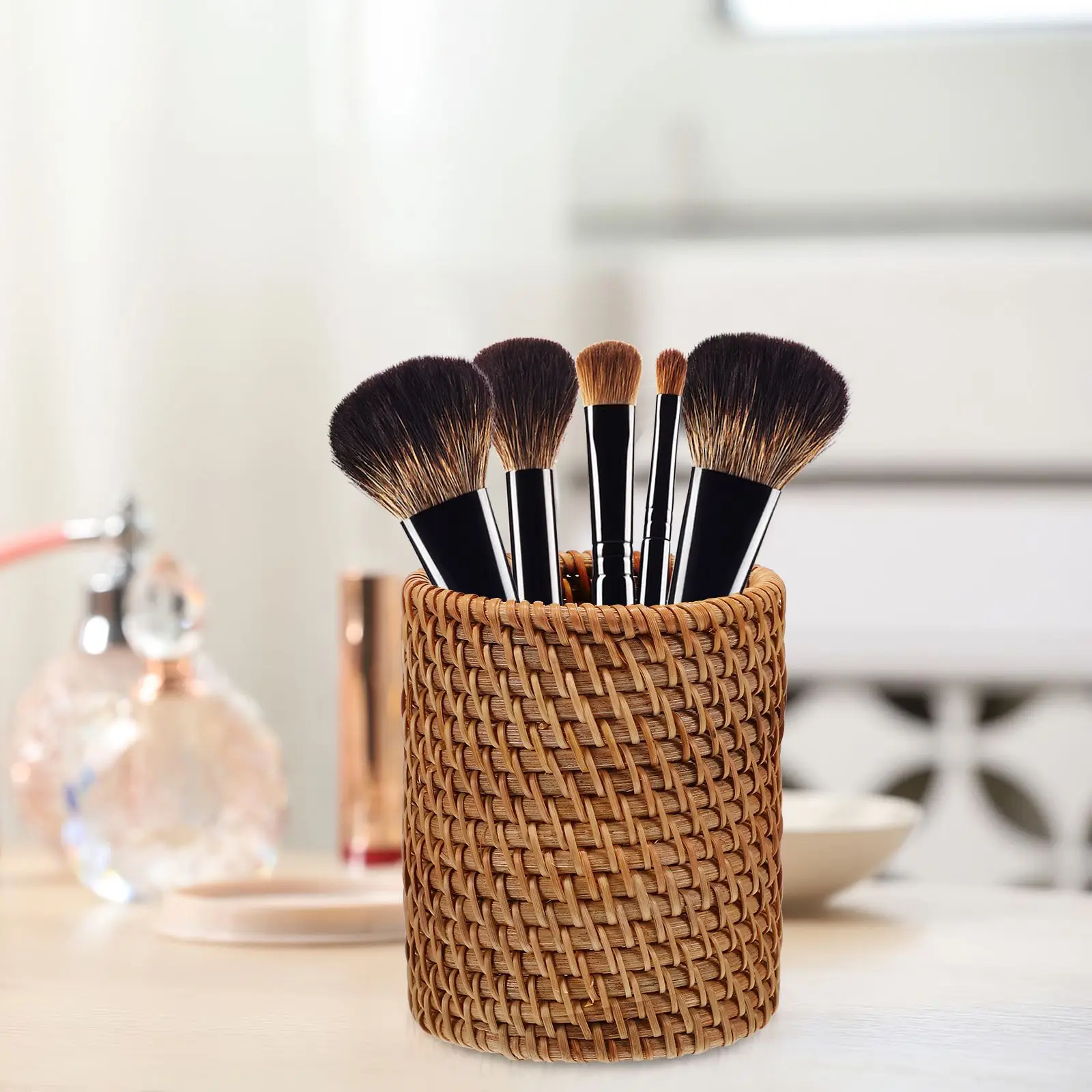 2 個織ペンホルダーデスク ganizer 直径 8 センチメートル高さ 10 センチメートル収納鉛筆カップ教室アクセサリー教師ギフト