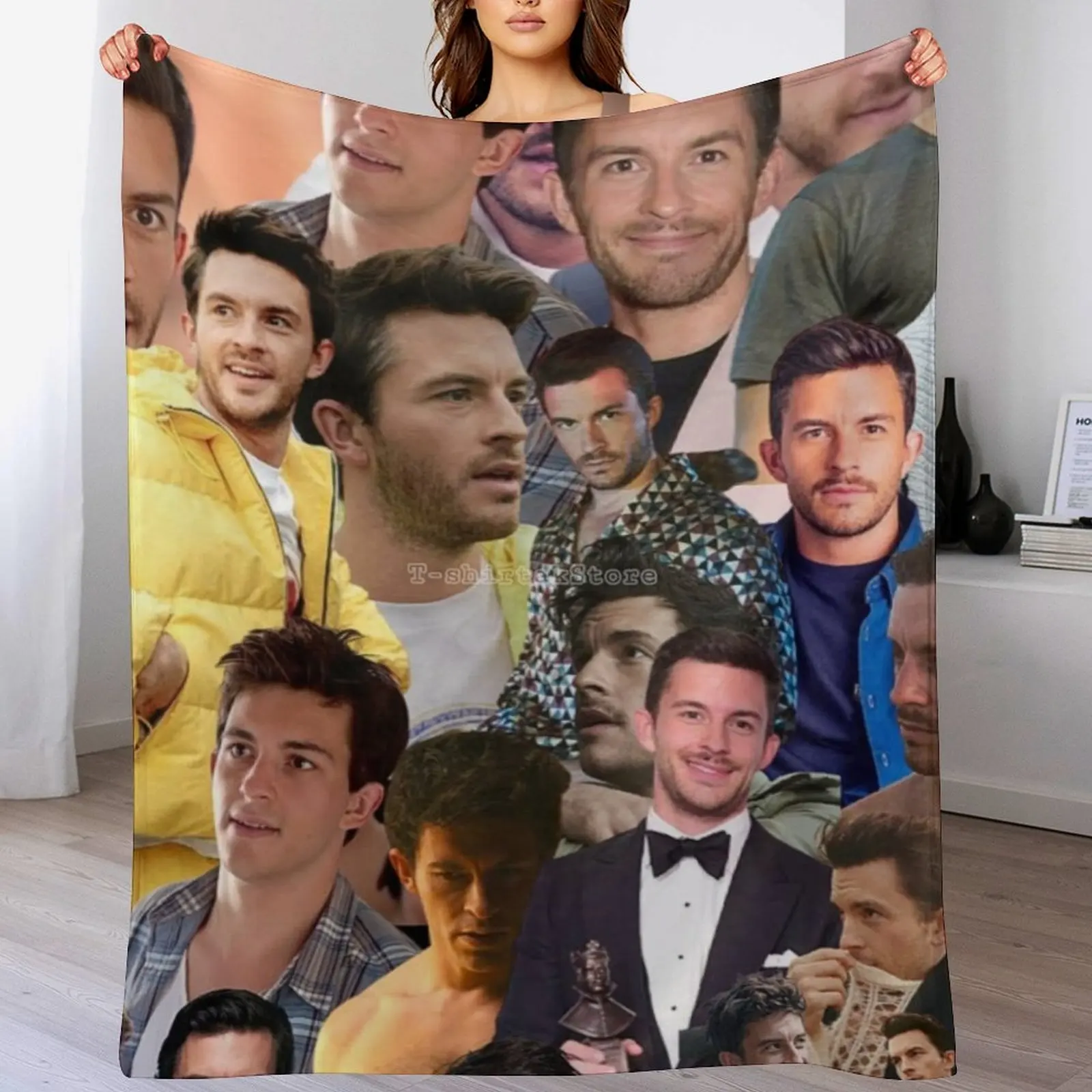 

jonathan bailey photo collage Throw Blanket Soft Warm Blanket Gift for Grandparents