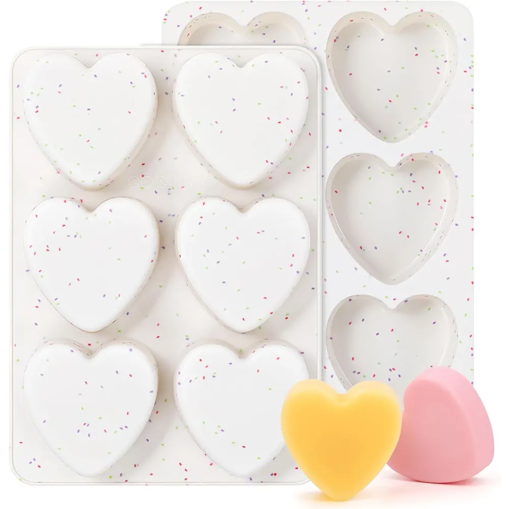 Molde de Silicona en Forma de Corazón para Hornear, Molde Grande de 6 Cavidades para Chocolate, Apto para Cubitos de Hielo, Moldes para San Valentín