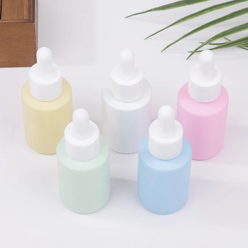 30ml Macaron Round Thick Glass Dropper Bottles For Essential Oils Essence Eye Drop Pipettes Cap Refillable