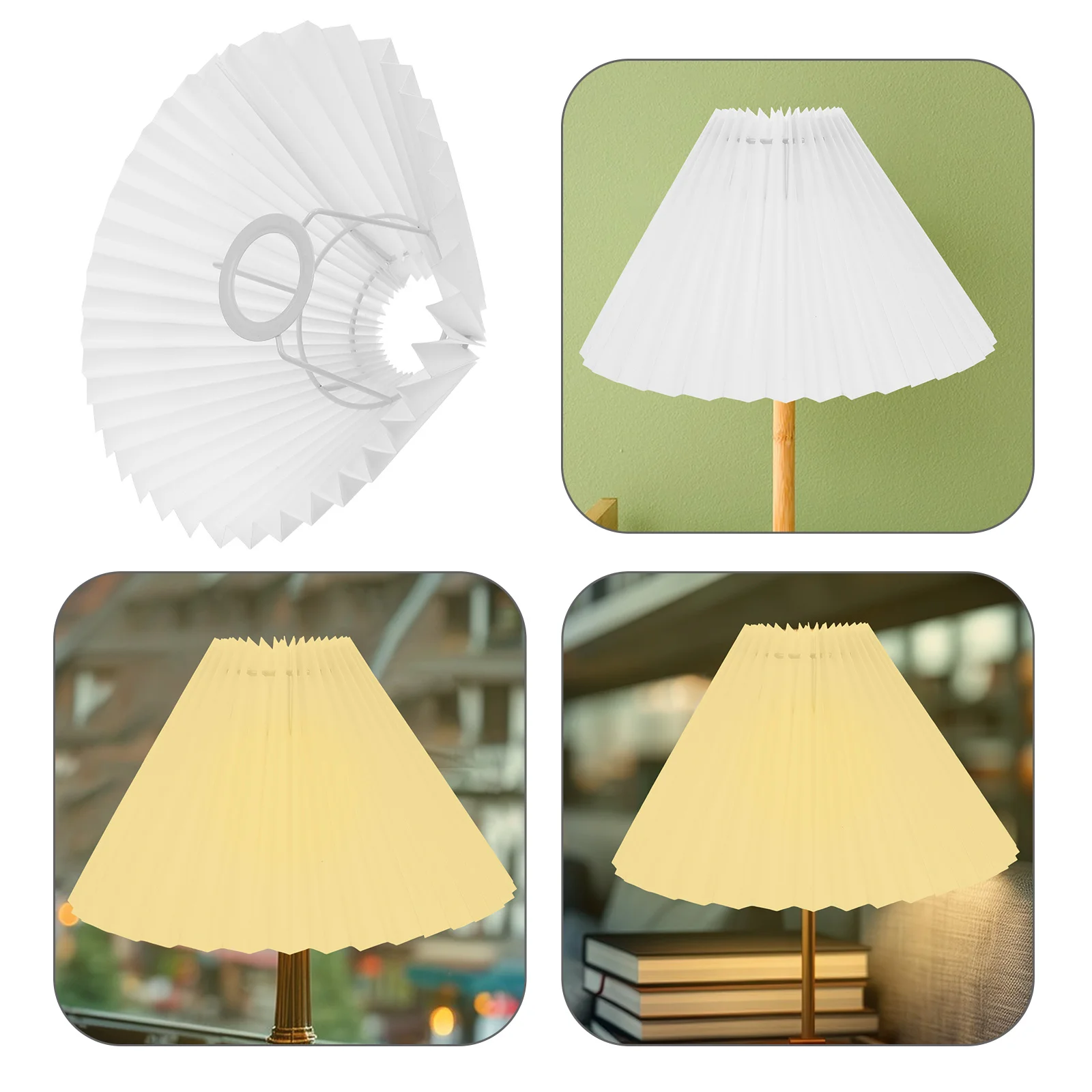 

Pleated Fabric Lampshade For Table Lamp E27/E14 Detachable Soft Light Bedroom Living Room Study Decor Retro Style Replacement