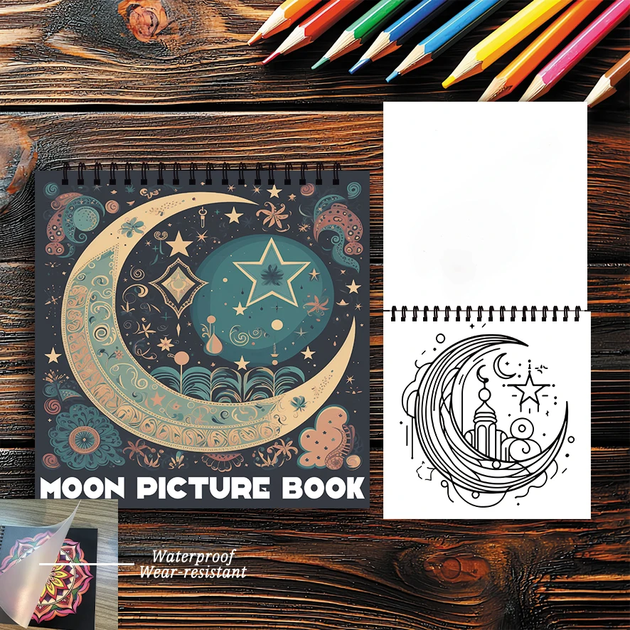 Buku Mewarnai Wanita Dewasa 7.87x 7.87 inci 32 halaman Buku Mewarnai Bulan Membantu menenangkan, hadiah kembali ke sekolah, hadiah untuk keluarga