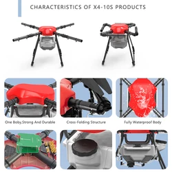 DreamEagle X410S Agriculture Sprayer Frame Kit with 10L Water Tank 4 Axis Foldable 380mm Compatible with 40mm Hobbywing X8 Motor