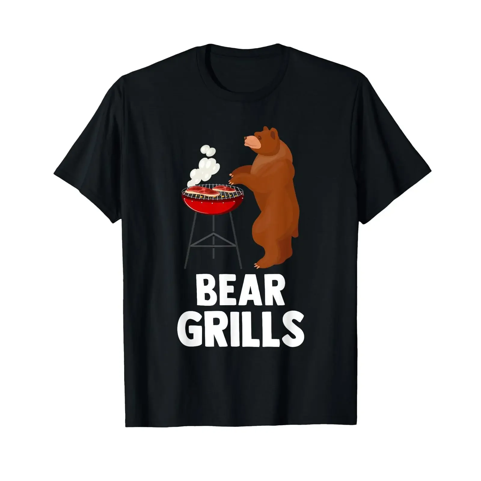 Bear Grills Barbecue BBQ Grilling Wild Camping Funny T Shirt black vintage Washed Top For Everyday Wear Slightly Unisex