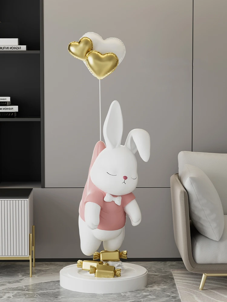 140CM Large Vitality Rabbit Statue Floor Decoration Home Decor Living Room Decorative Animal Sculpture Large Household Accessori